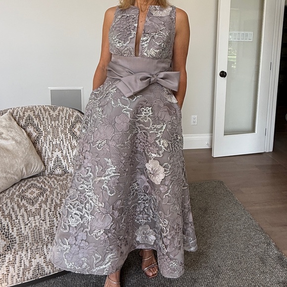 Elegant Audrey & Brooks Dress, Silver Brocade Dress - Picture 1 of 5
